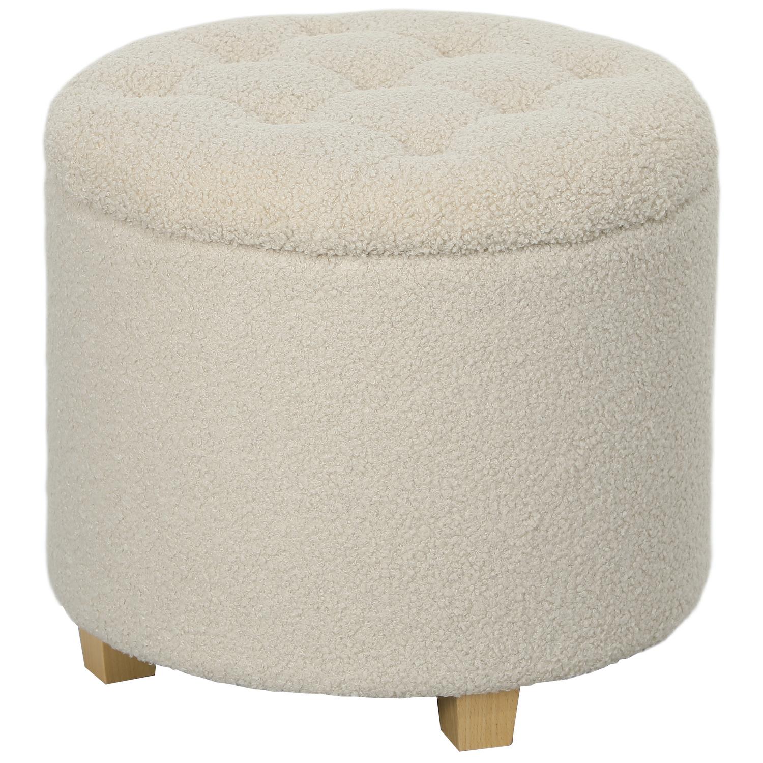 Klädd förvaringsbänk, trästomme, krämvit