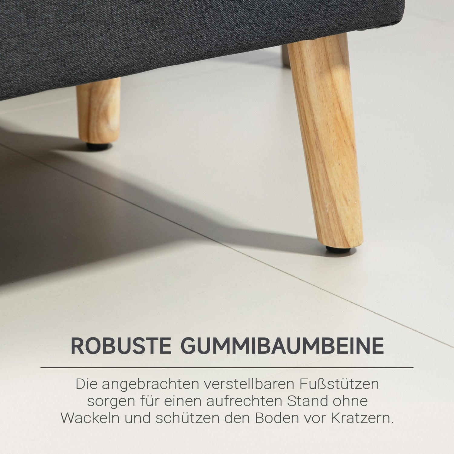 Klädd förvaringsbänk, gummiträ, mörkgrå 110cm