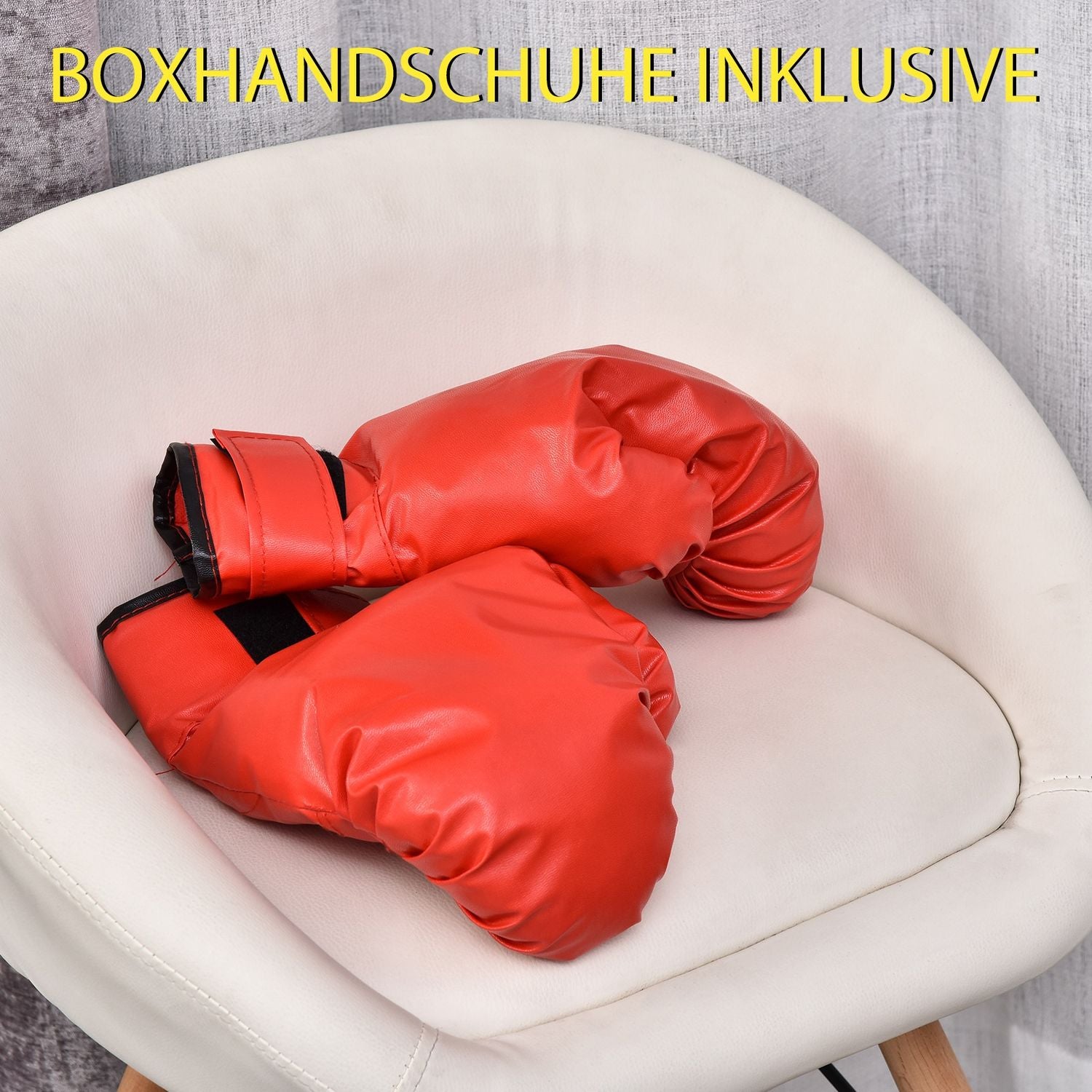 Boksboll med stativ, 136-154 cm höjdjusterbar boxningssäck, stående boll med boxningshandskar, för tonåringar och vuxna, för utrustning, stressavlastning, fitness, röd