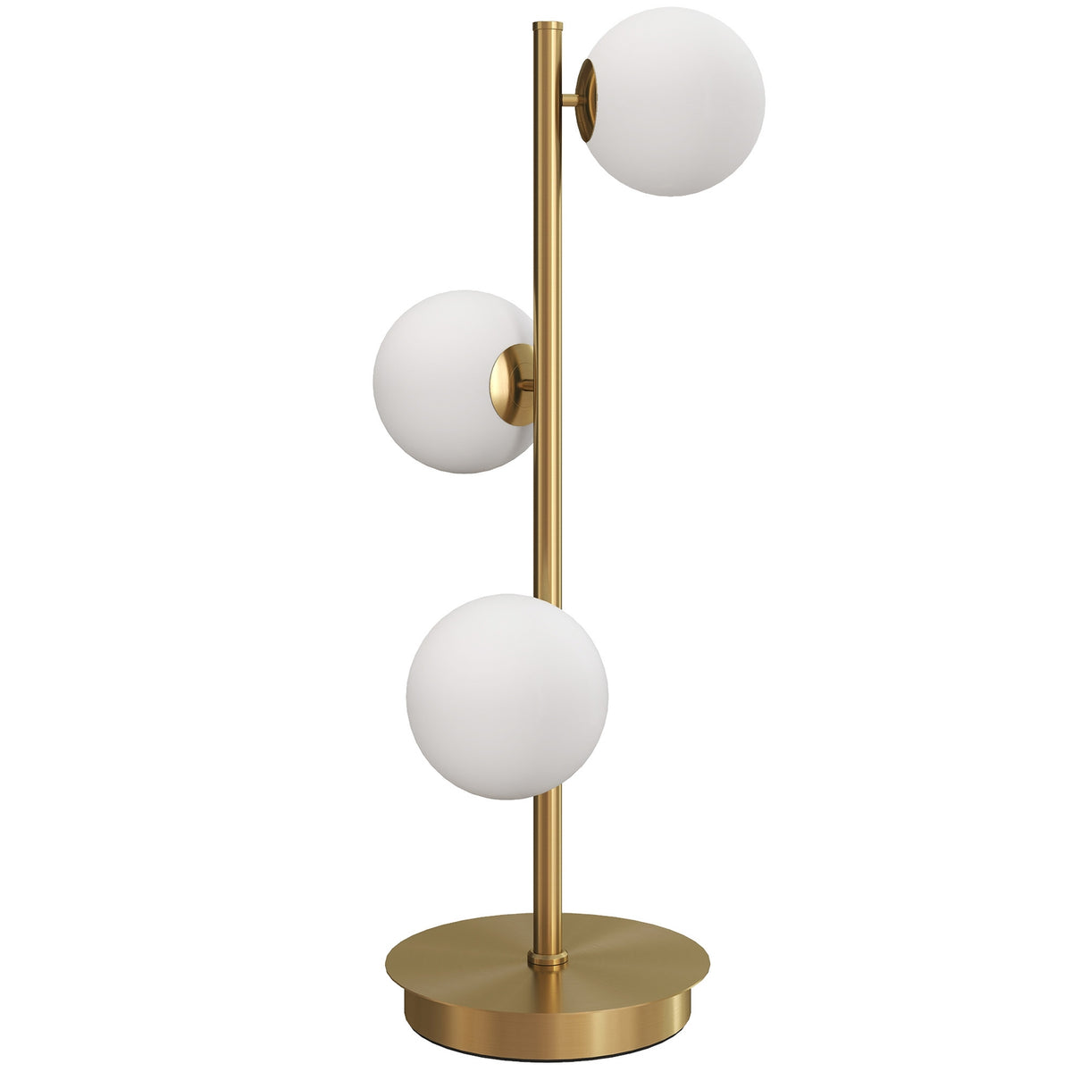 Bordlampe med 3 kuler, messingfinish, G9-sokkel, 53 cm