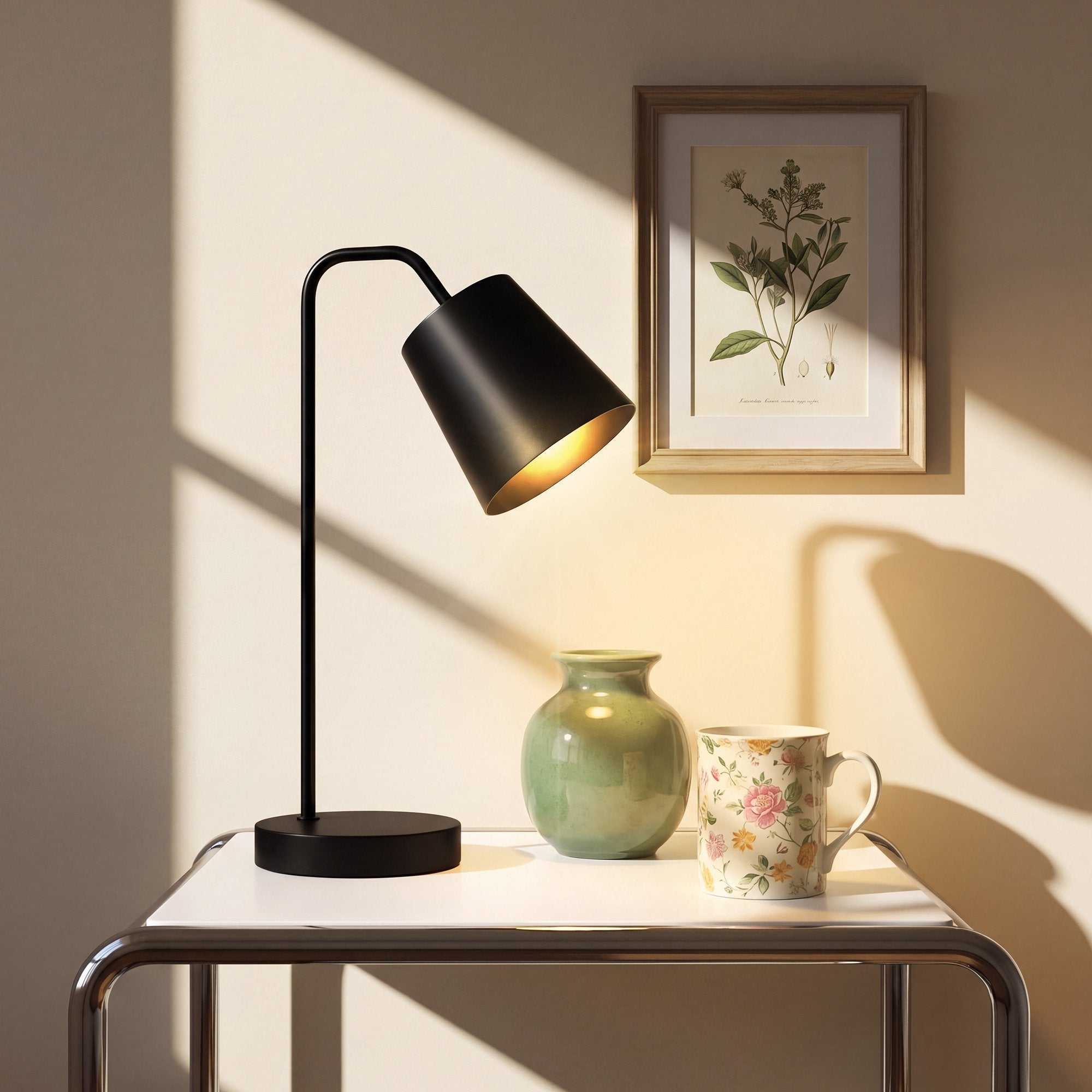 Bordlampa set om 2, svart stål, USB-A/USB-C, E27