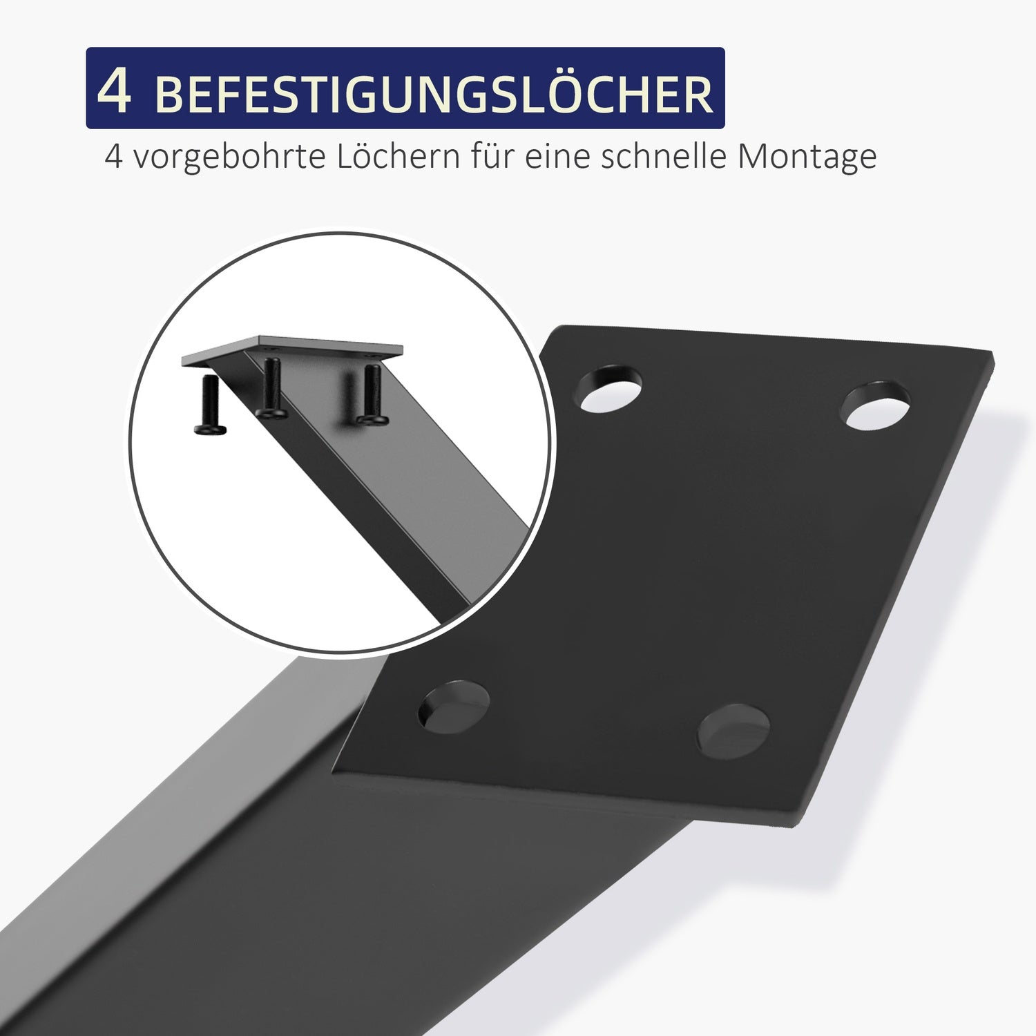 Black Steel X-Shape bordsben, set om 2, 72Cm