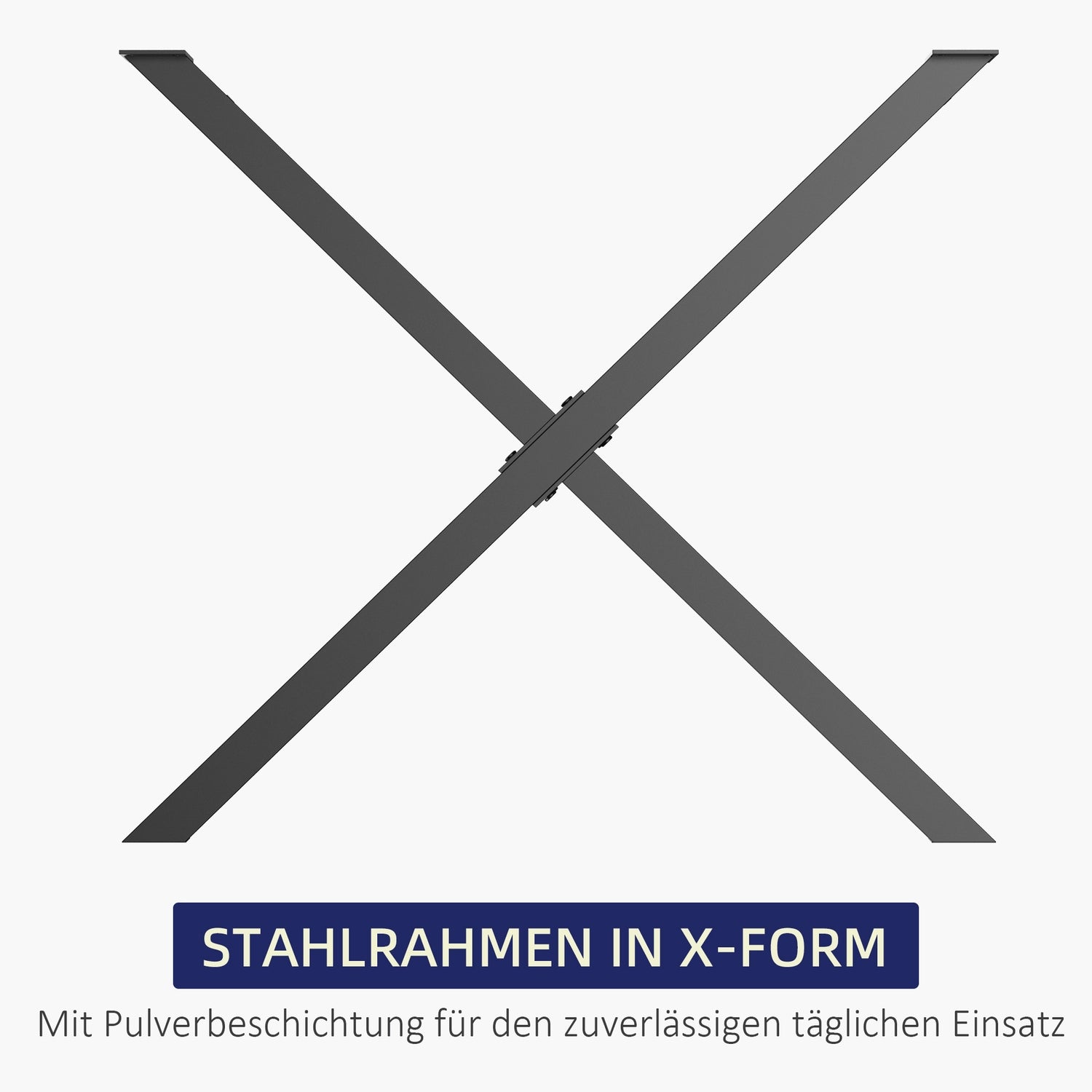 Black Steel X-Shape bordsben, set om 2, 72Cm