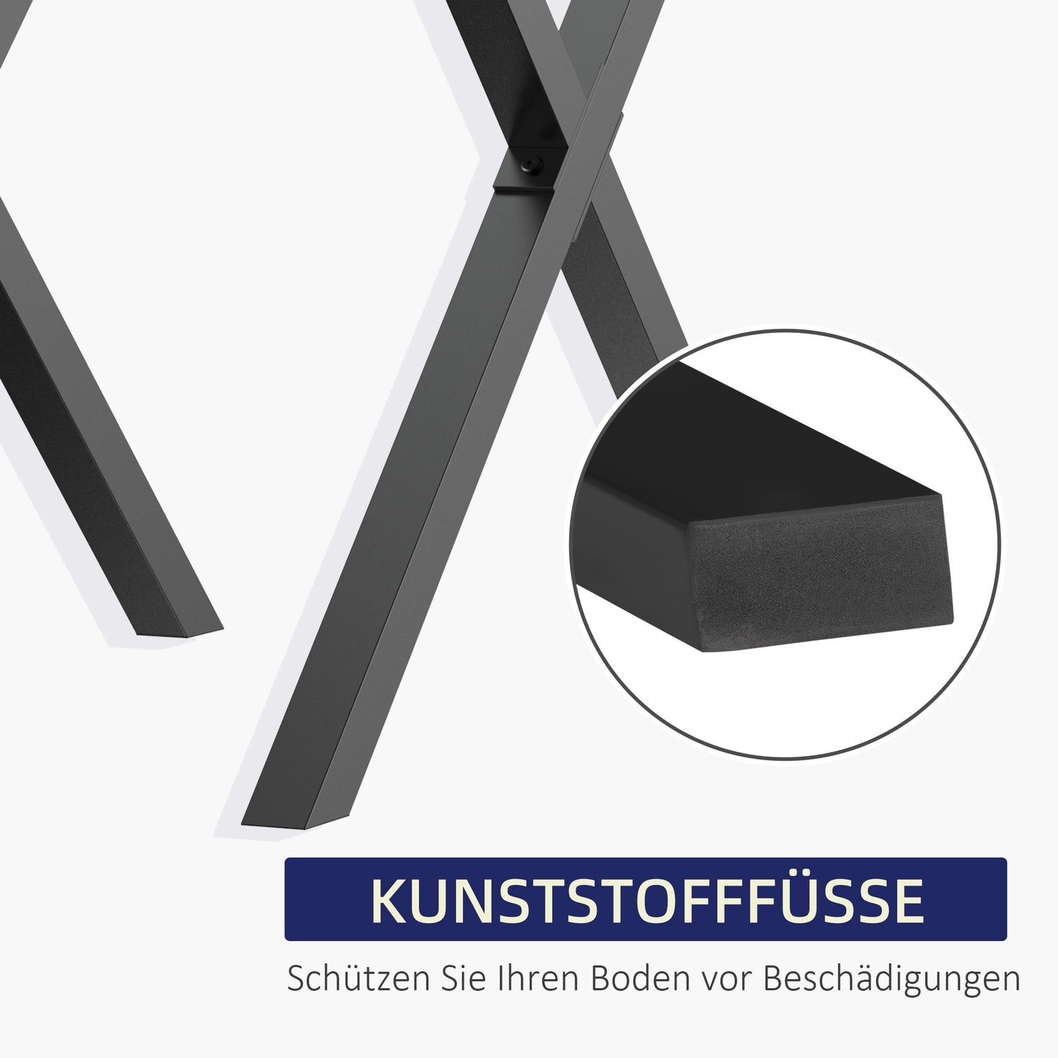 Black Steel X-Shape bordsben, set om 2, 72Cm