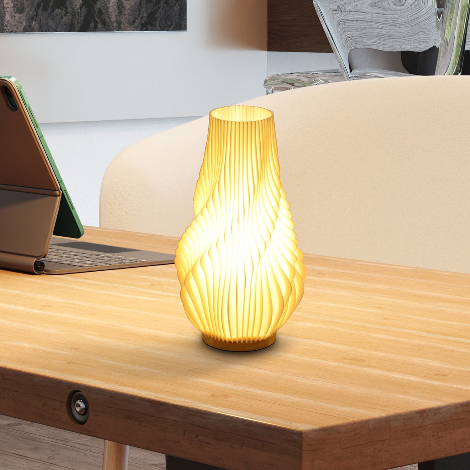 Smart LED-bordslampa – 3D-blomsterskärm, dimbar, smart kontroll