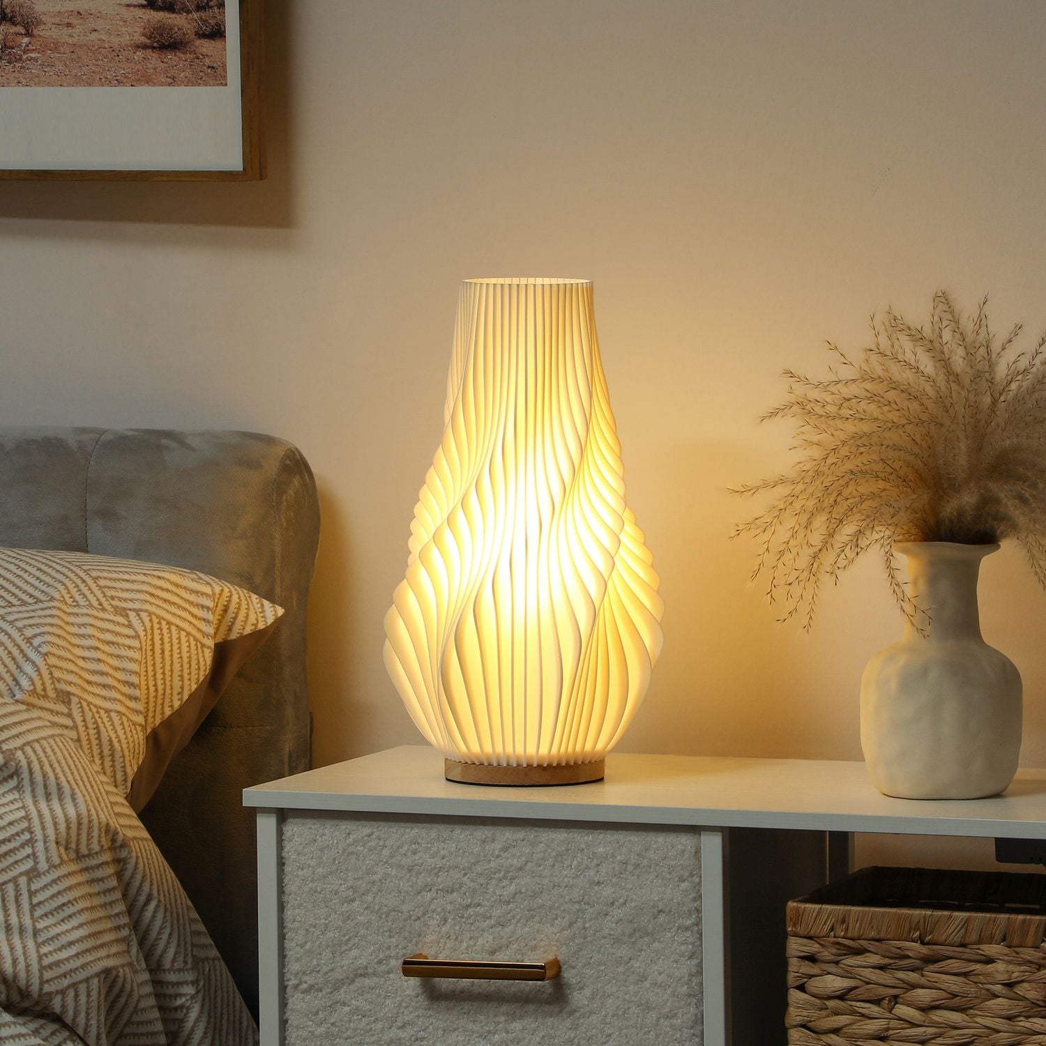 Smart LED-bordslampa – 3D-blomsterskärm, dimbar, smart kontroll
