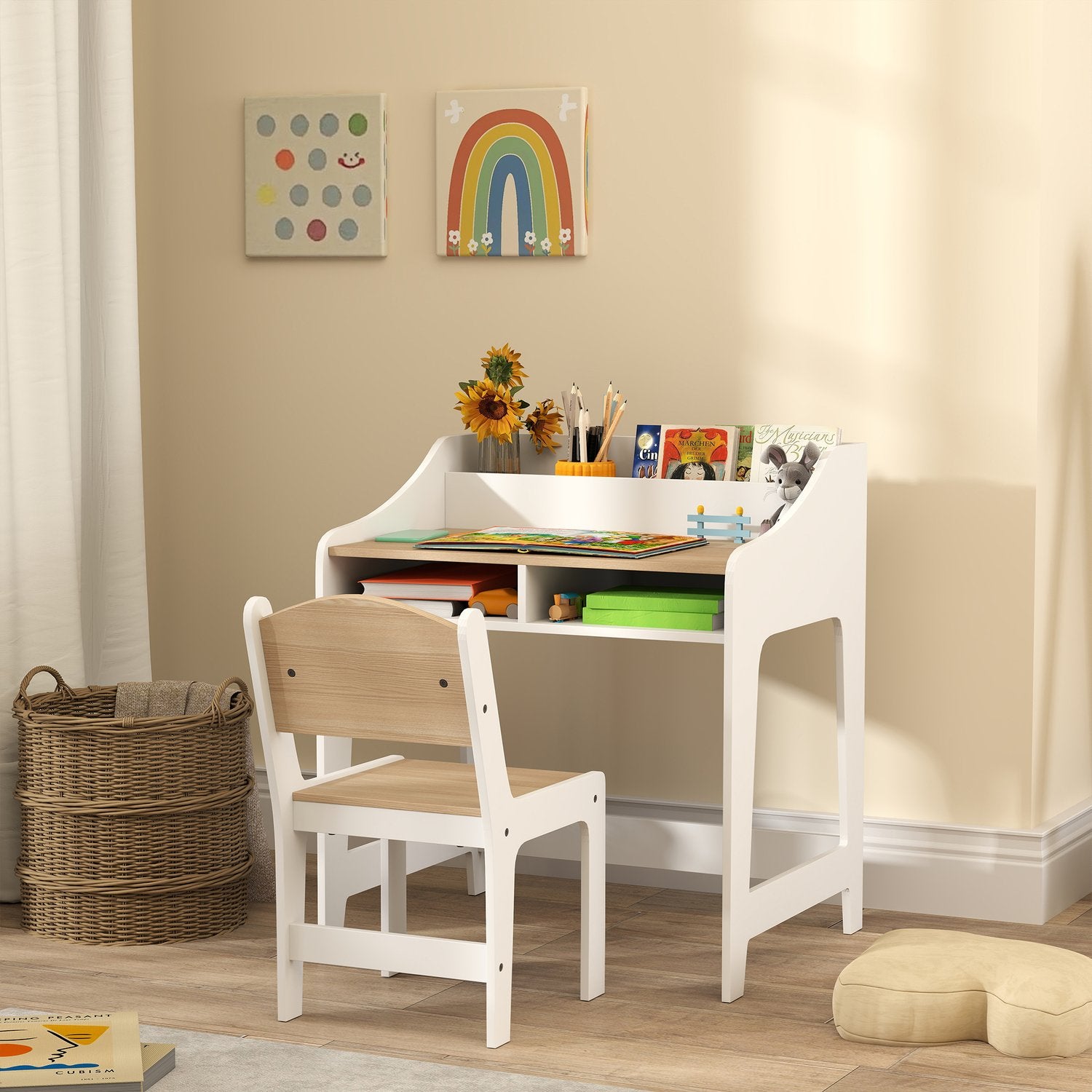Bords- och stolset för barn, ergonomiskt, 3-8 år