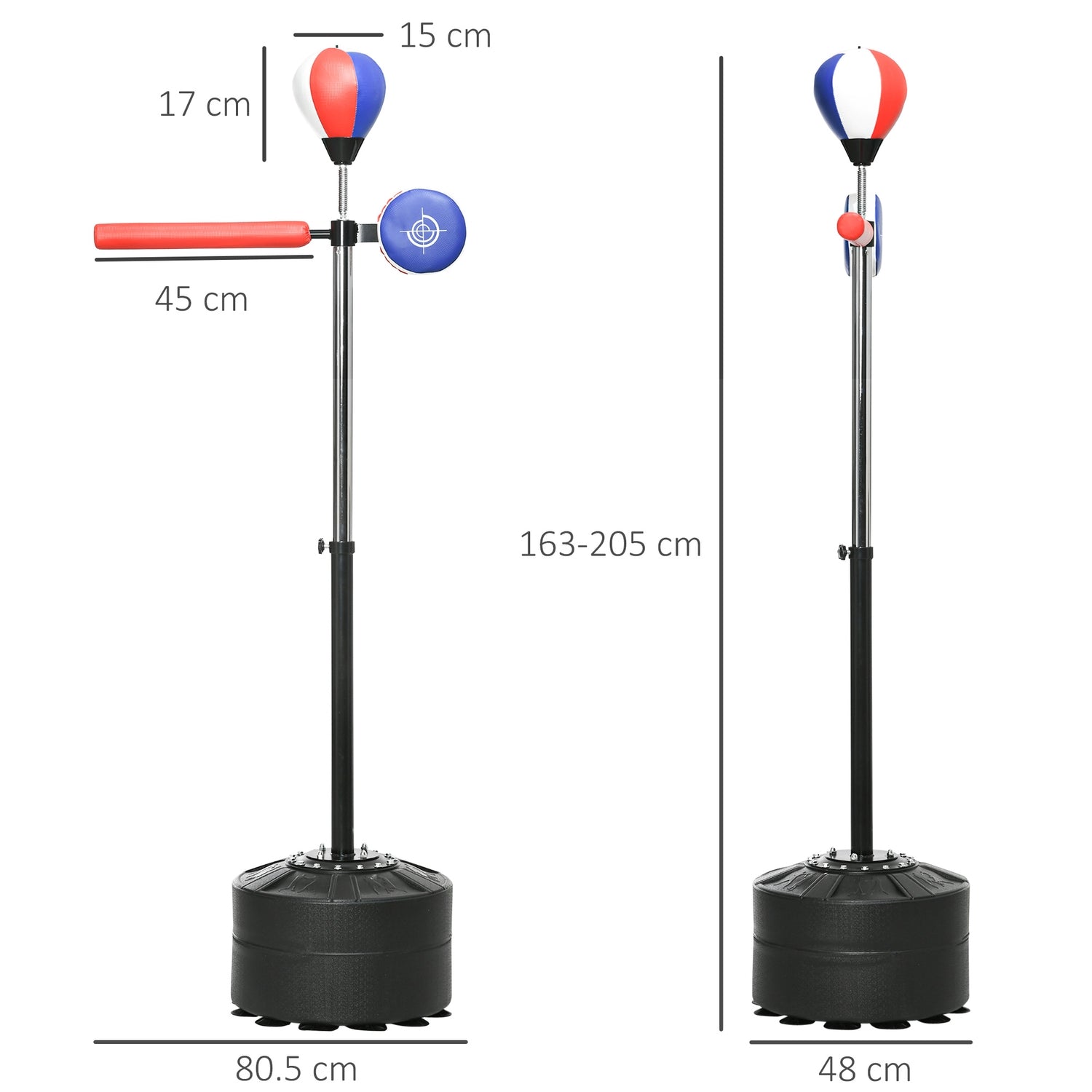 Justerbart boxningsställ med reflexstång och väska, 1,63-2,05 M