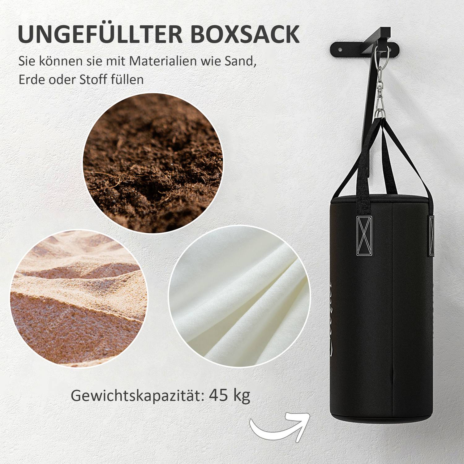 Väggfäste för boxningssäck, justerbart stålstativ med handskar
