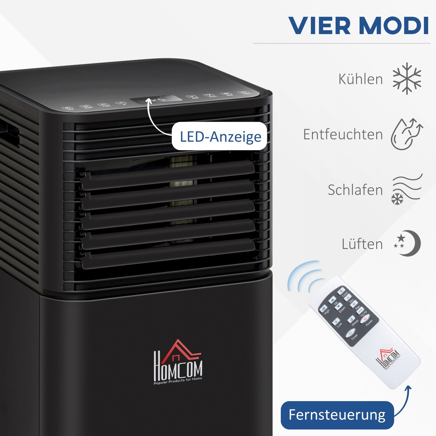 Bärbar 8000 BTU luftkonditionering, 4-i-1 med fjärrkontroll
