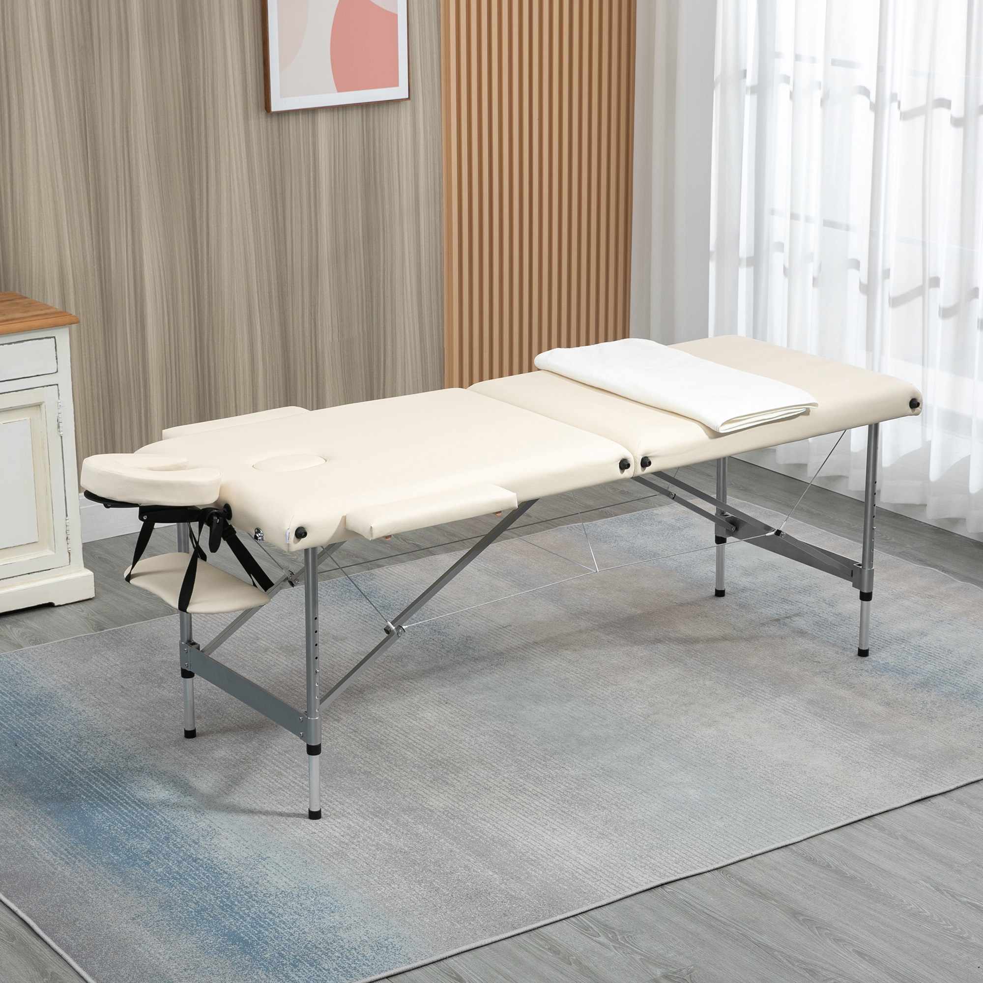 Bärbar hopfällbar massagebänk med ansiktsvagga, 186x71x83 cm