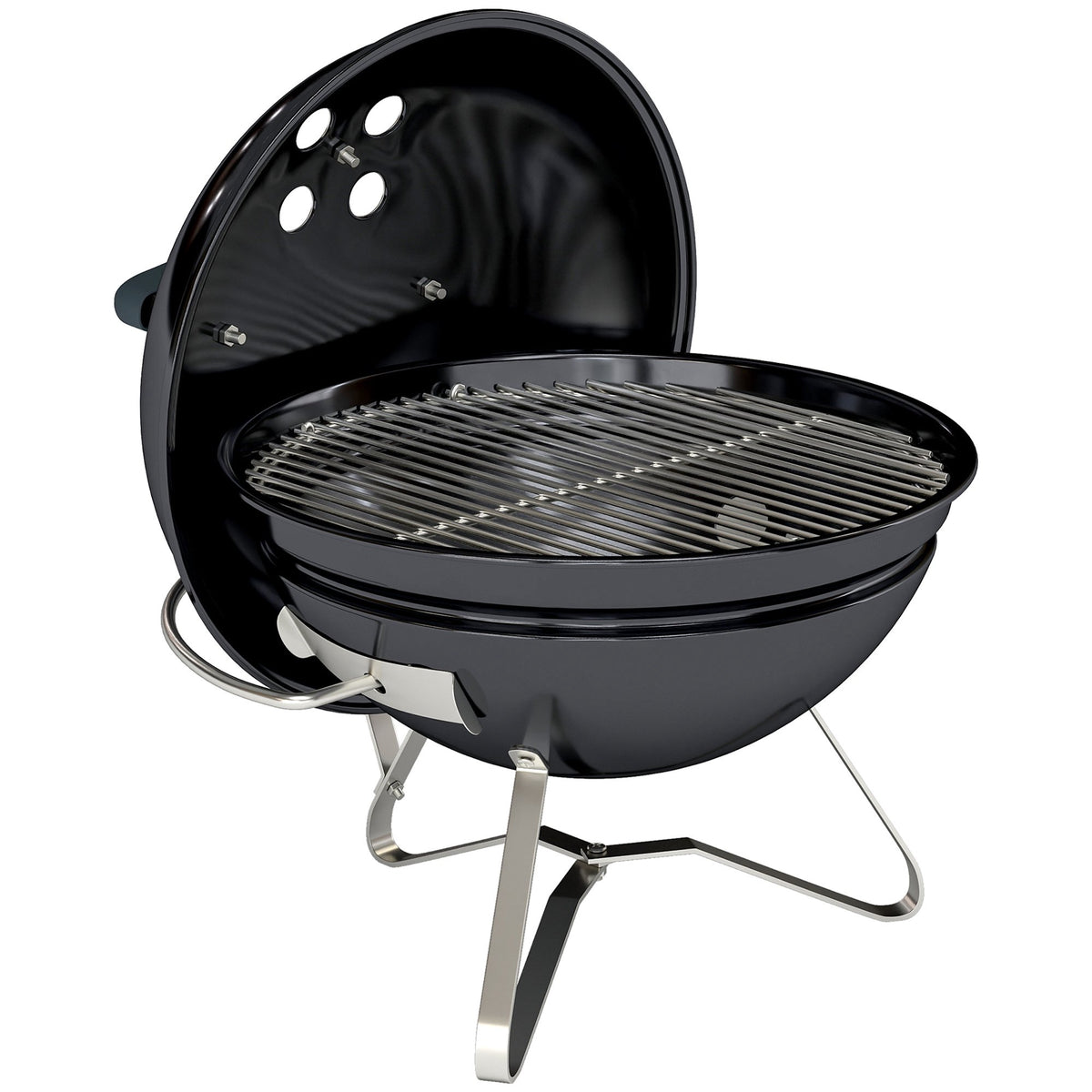 Bærbar kullgrill med lokk og ventil, 41 cm