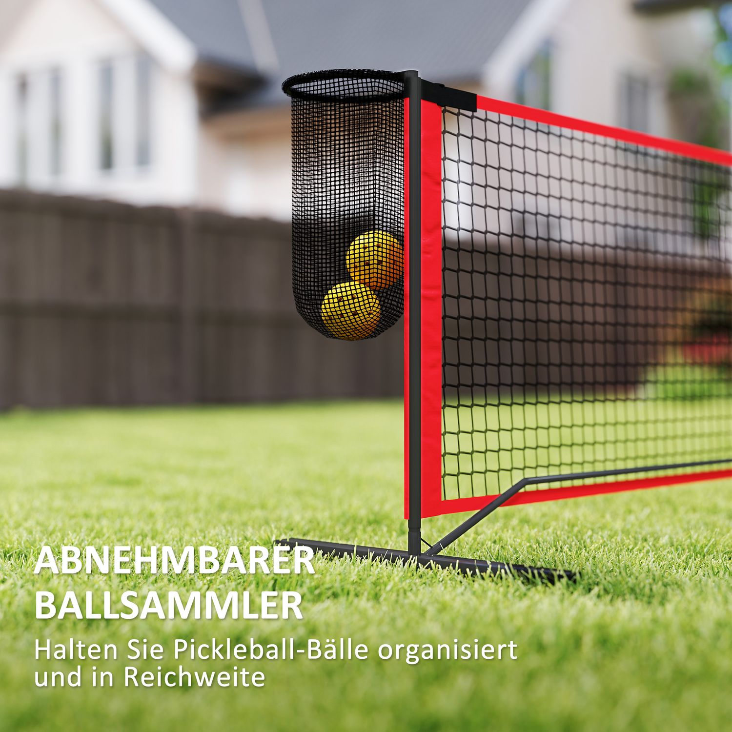 Bärbart 6,7 m pickleball-nätset med domstolsmarkörer