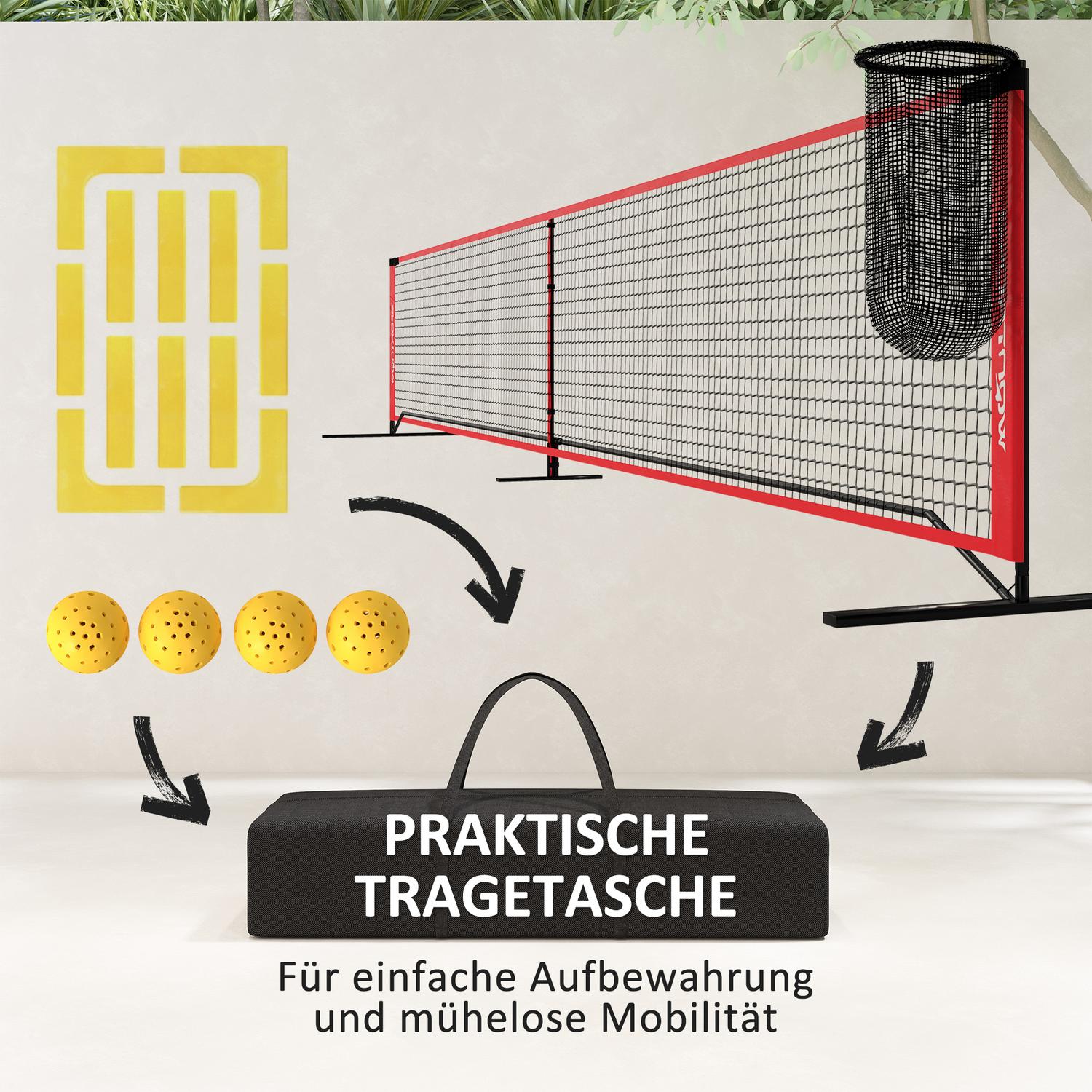 Bärbart 6,7 m pickleball-nätset med domstolsmarkörer