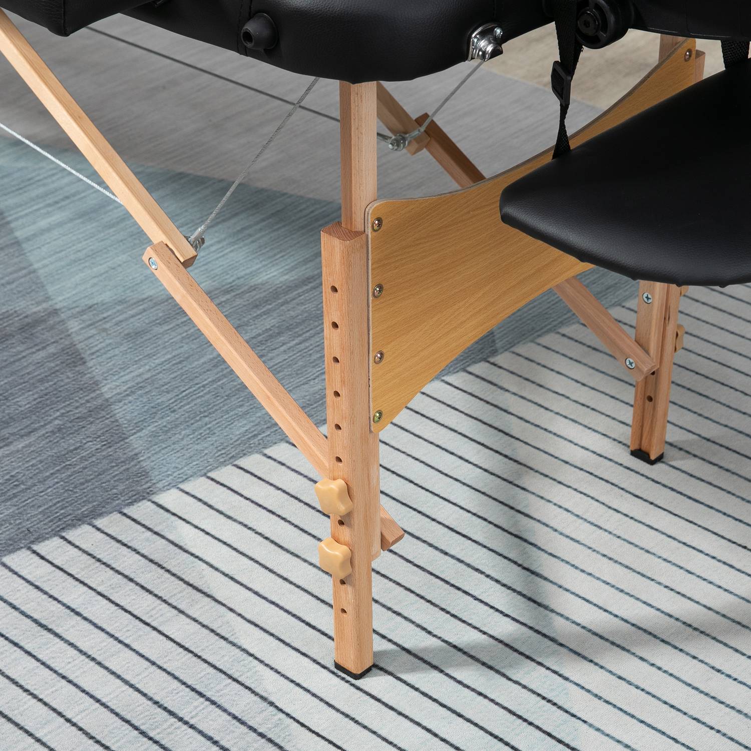 Bärbart hopfällbart massagebord, justerbar höjd, svart