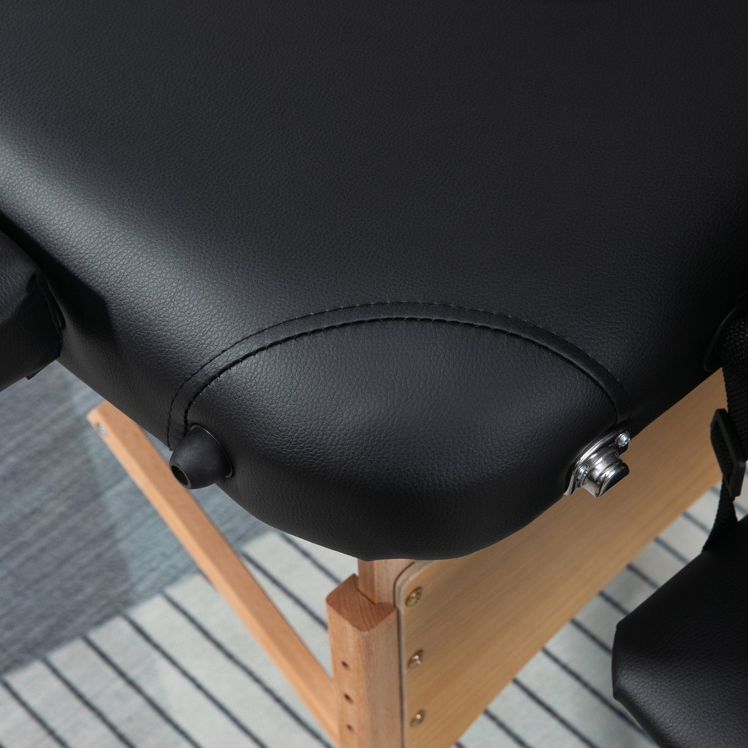 Bärbart hopfällbart massagebord, justerbar höjd, svart