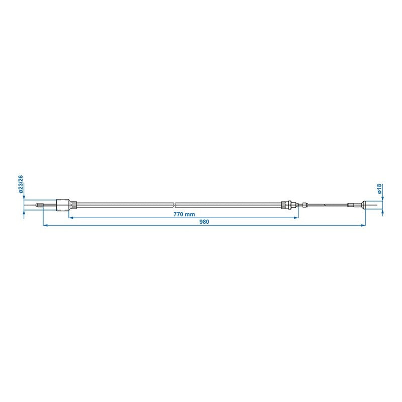 Bromskabel 770/980mm kopp Ø26mm lämplig för AL-KO > '97