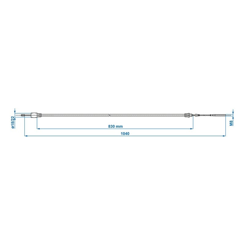 Bromskabel 830/1040mm kopp Ø22mm lämplig för Knott/Schlegl/Nieper/Avonride/BPW
