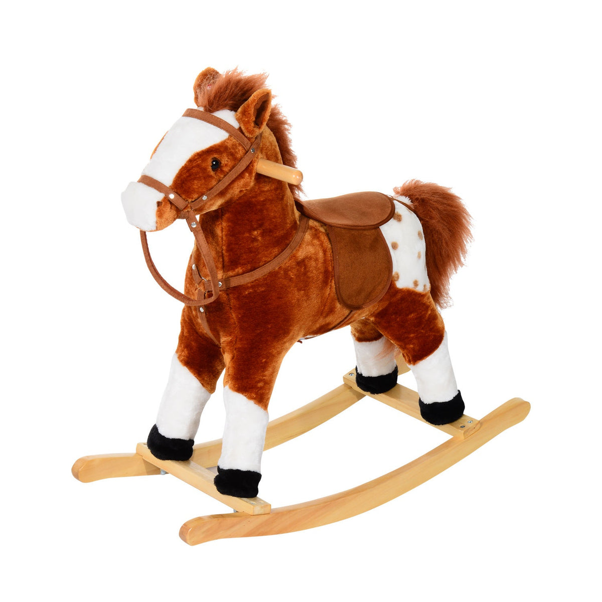 Brun gyngehest for barn, fra 3 år, 74 x 28 x 65 cm