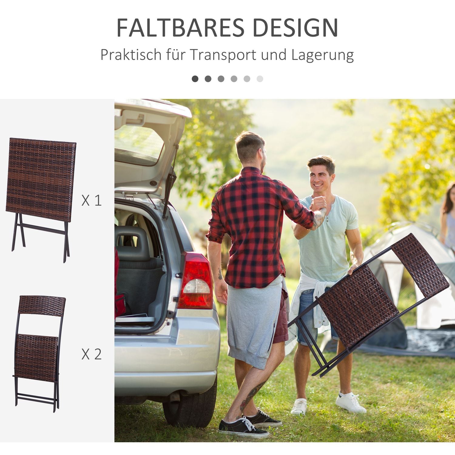 Brun polyrattan bistroset för 2 – Utomhus trädgårdsmöbler