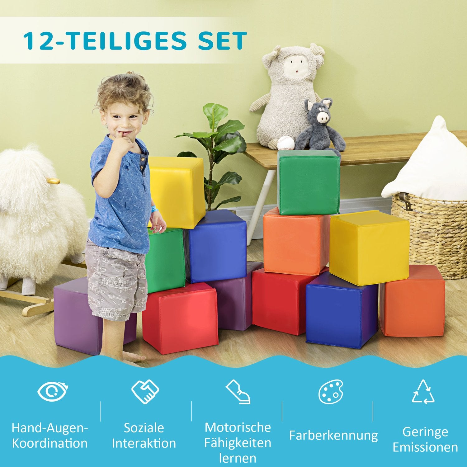 Byggklossar i skum, mjuk och säker för småbarn 1-3 år