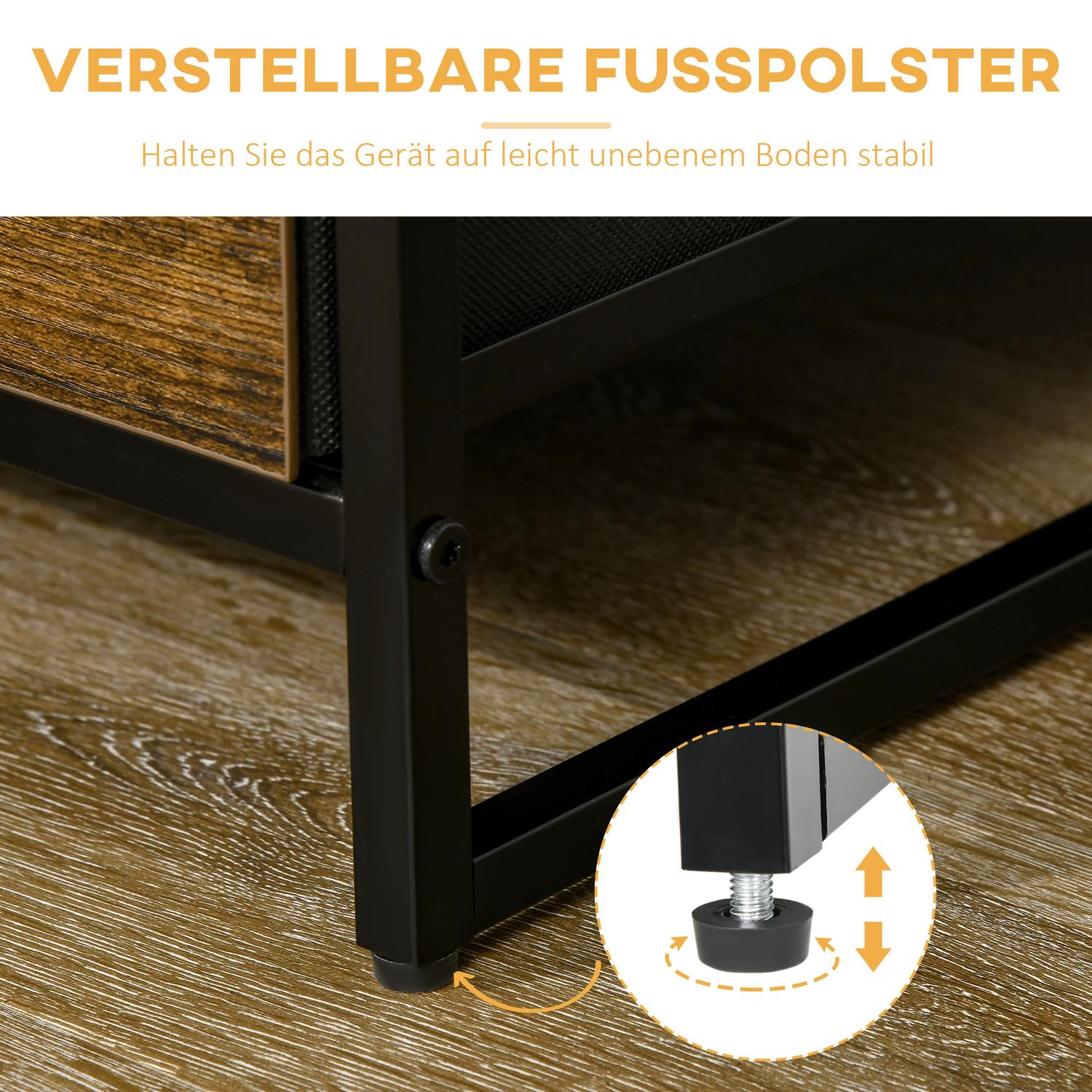 Byrå, 3 tyglådor, 2 hyllor, Rustikbrun