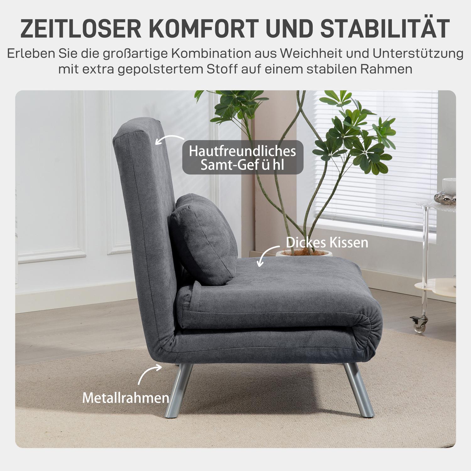 Cabriolet sovstol med dyna, mörkgrå tyg