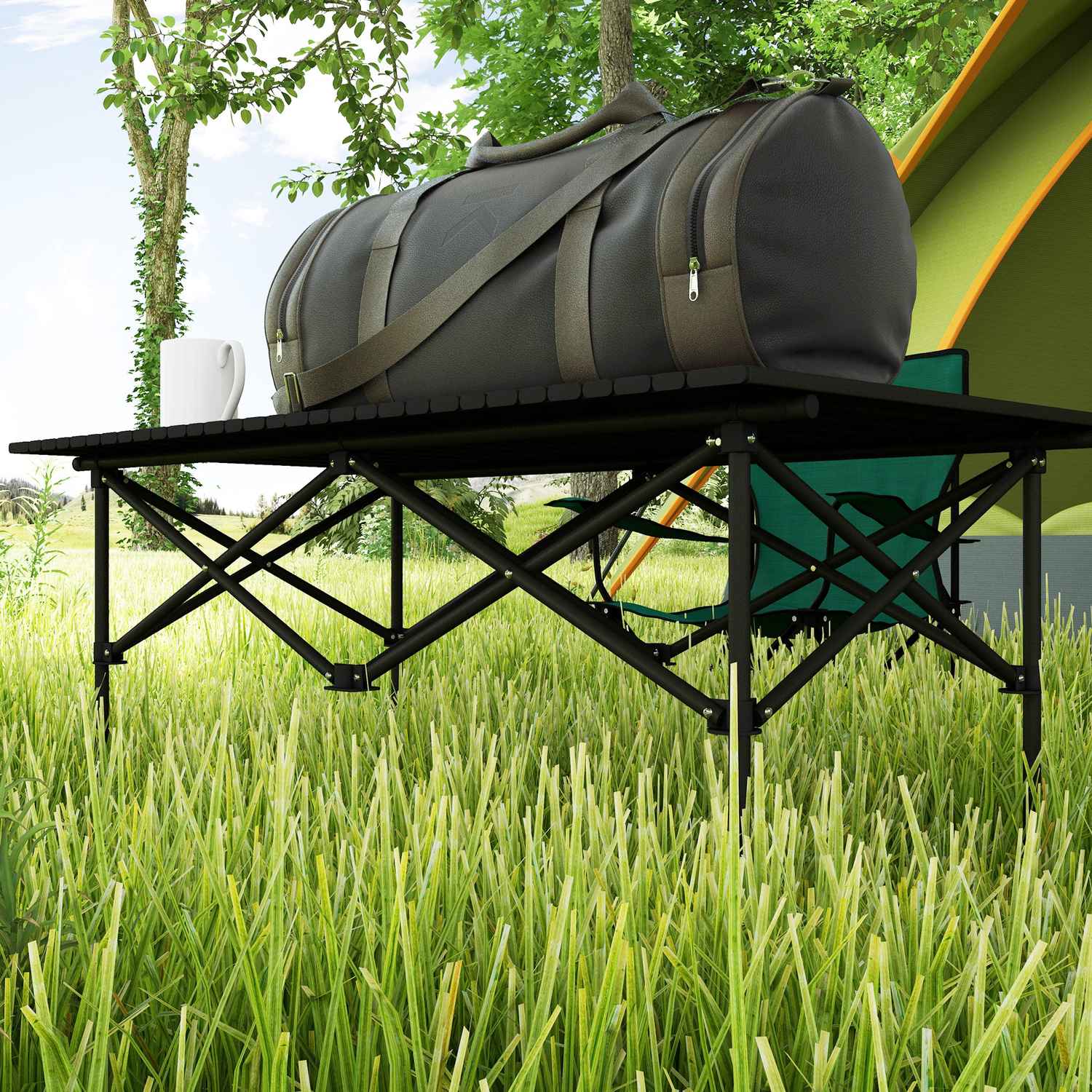 Campingbord – aluminium, hopfällbart, lätt, 2-personer