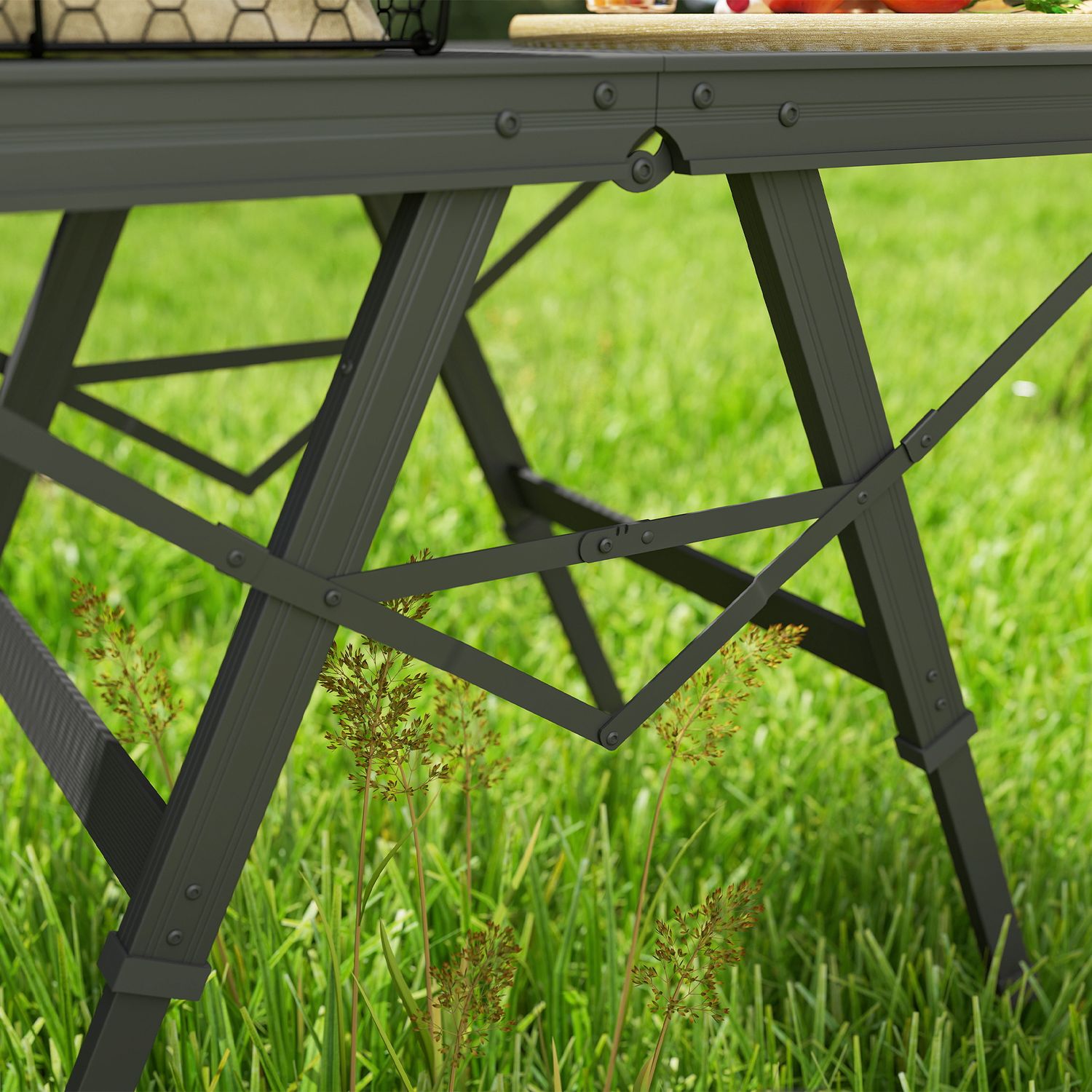 Fällbart campingbord i aluminium – Justerbart i höjdled, 90x40,5 cm
