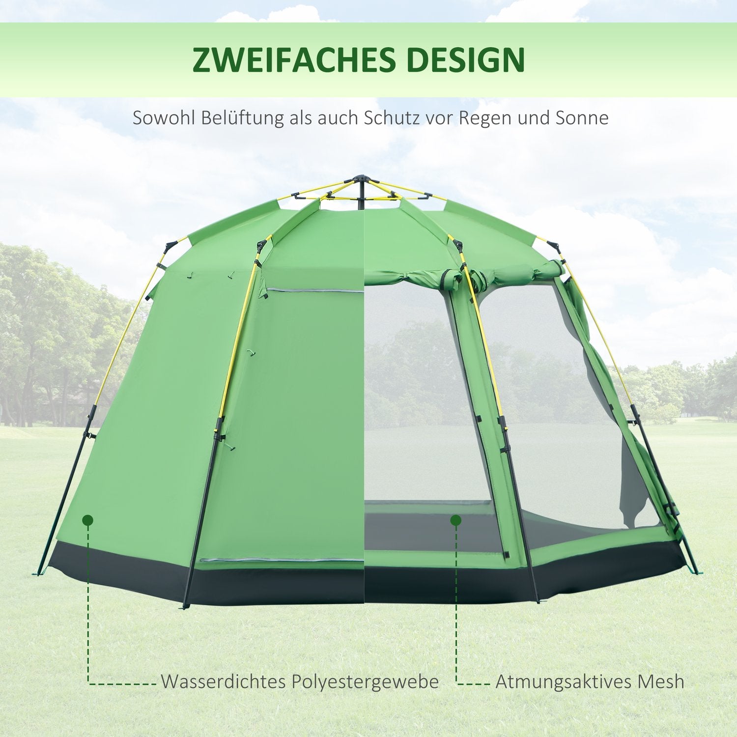 6-personers familjedome campingtält, vattentät, enkel installation