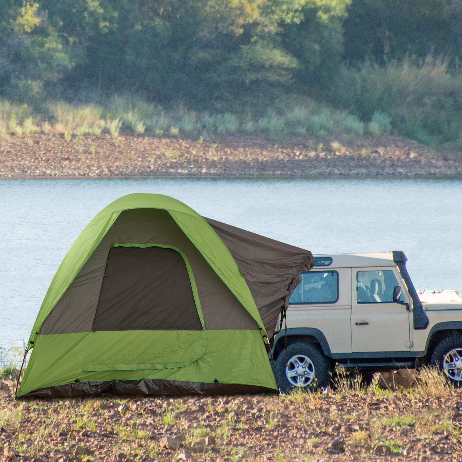 Campingtält för 4-5 personer, glasfiberpolyester, grönt