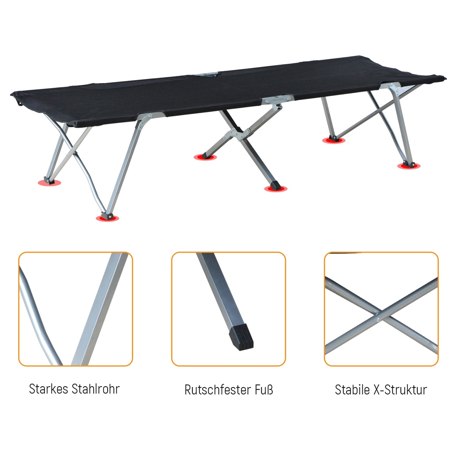 Campingsäng med bärväska – Svart, bärbar design