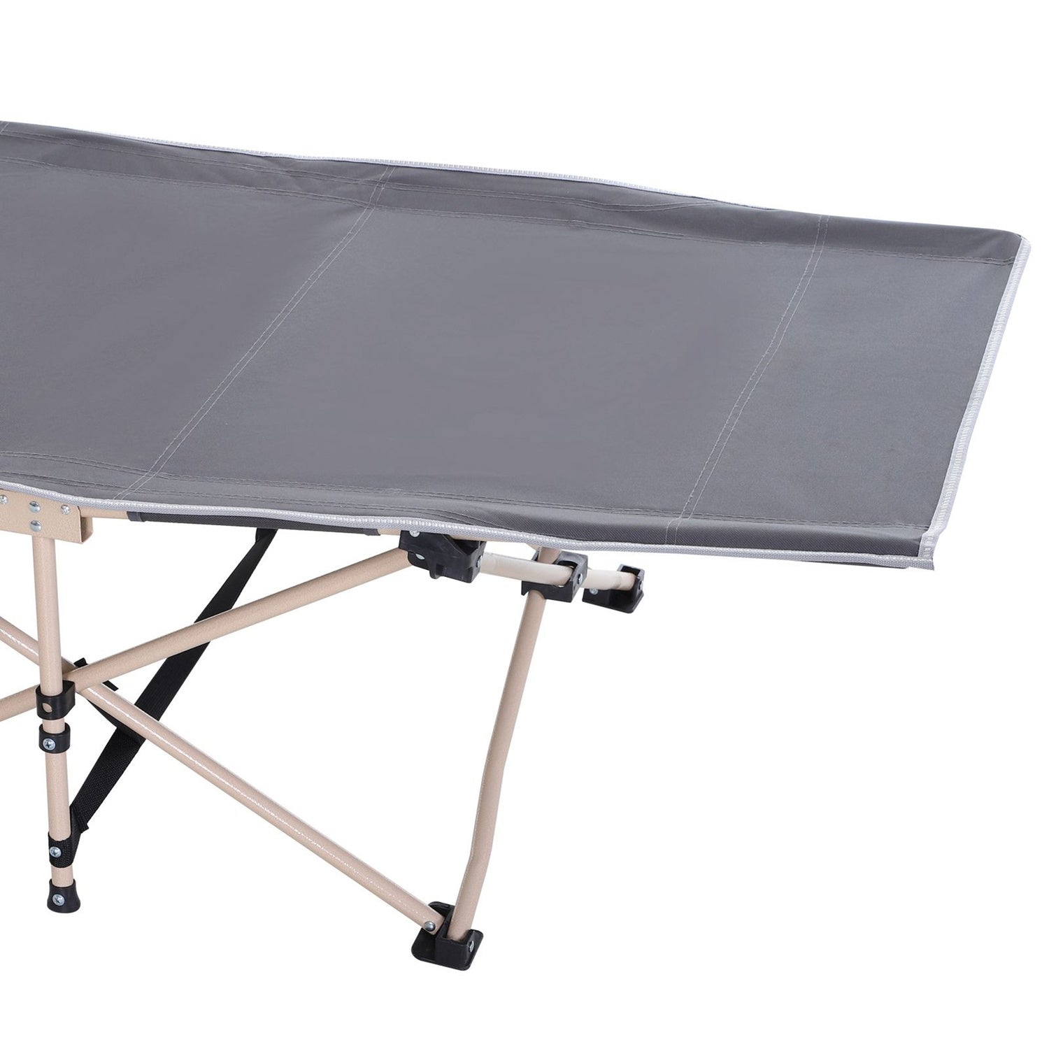 Hopfällbar campingsäng i stål med bärväska, Grå, 190x68x52 cm