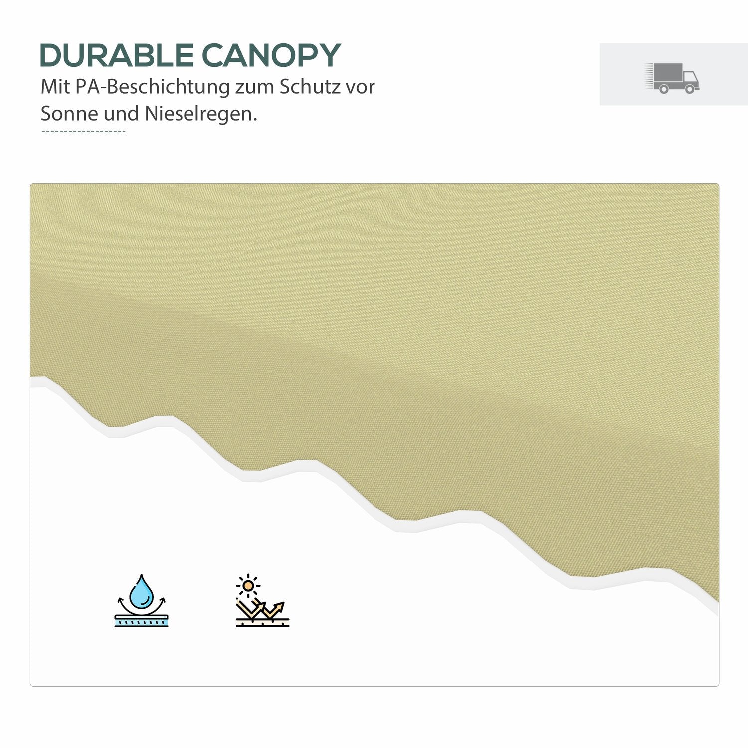 Cantilever Parasoll 243x243cm med UV-skydd & Dubbeltak
