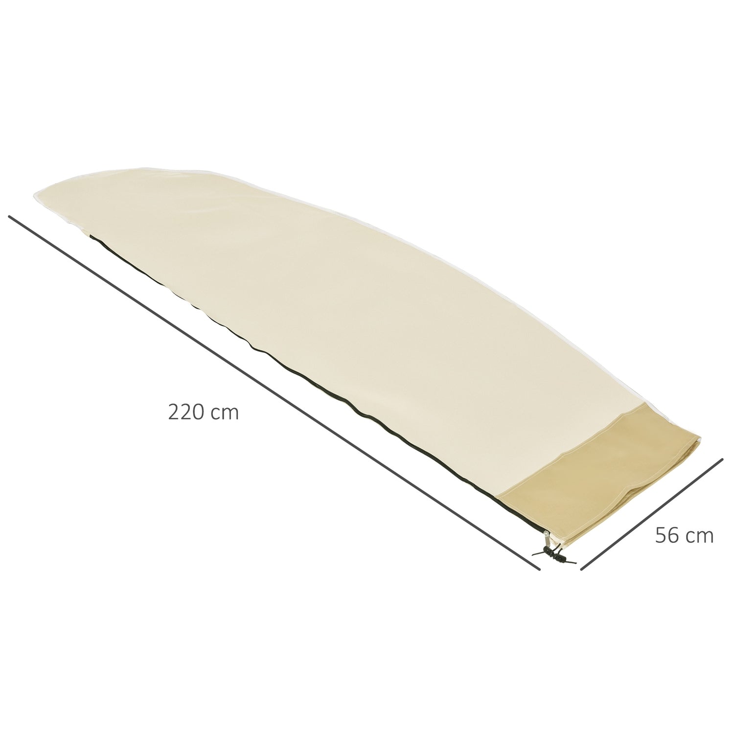 Cantilever paraplyskydd, Oxford med dragkedja, Beige 56x220cm