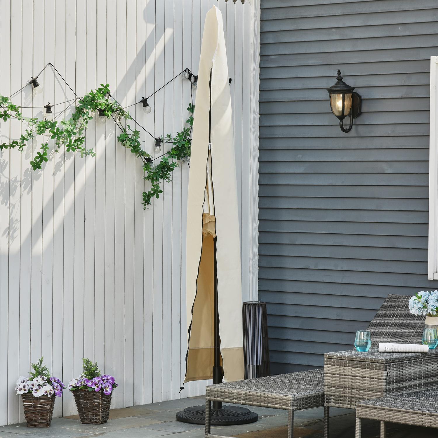 Cantilever paraplyskydd, Oxford med dragkedja, Beige 56x220cm