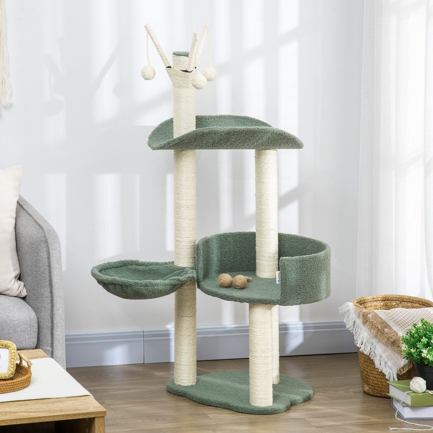 Cat Climbing Tree, 123 Cm, med solstol & lekboll