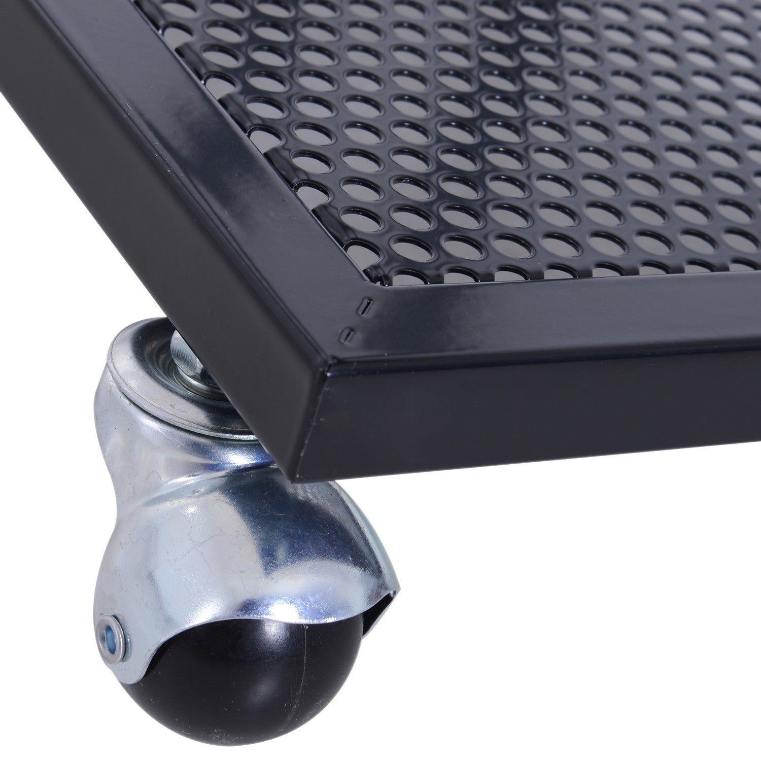 C-format rullande sidobord – trä & metall, svart/valnöt