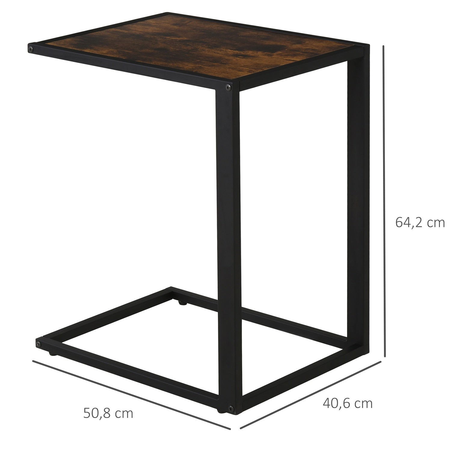 C-format sidobord, metall MDF, Rustik brun, 41x51x64 cm