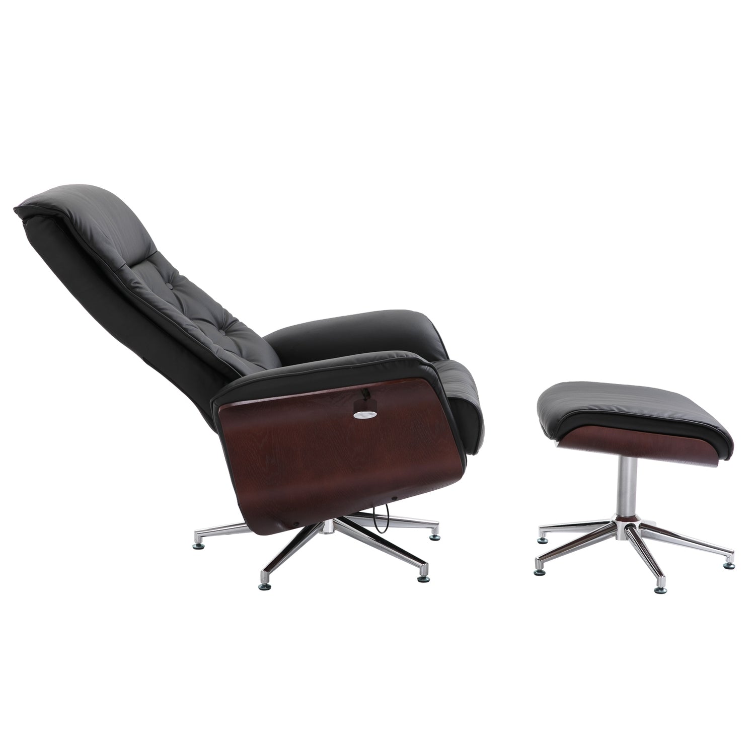 Chesterfield avkopplingsstol och pall, 360° vridbar, PU-läder
