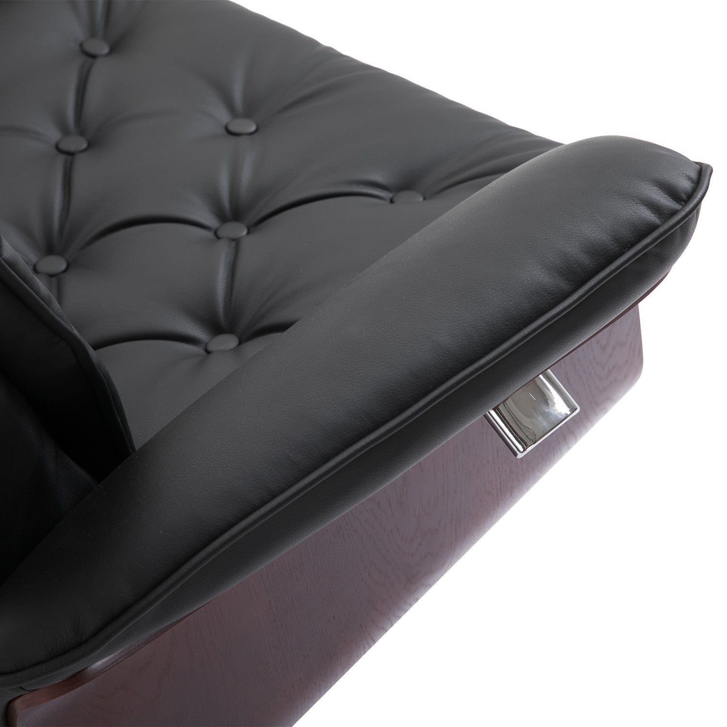 Chesterfield avkopplingsstol och pall, 360° vridbar, PU-läder