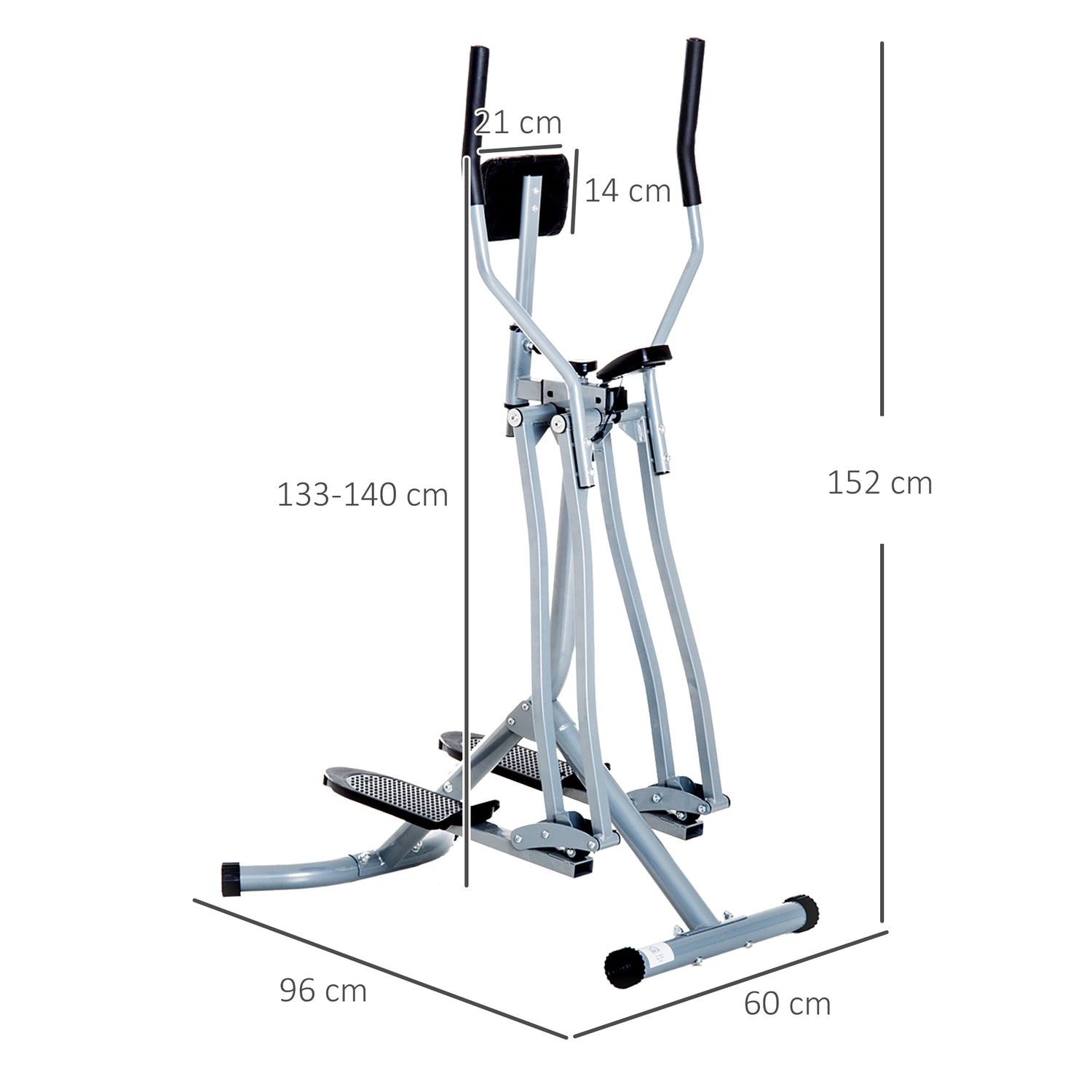 Elliptisk crosstrainer – stål, silver, med LCD-skärm