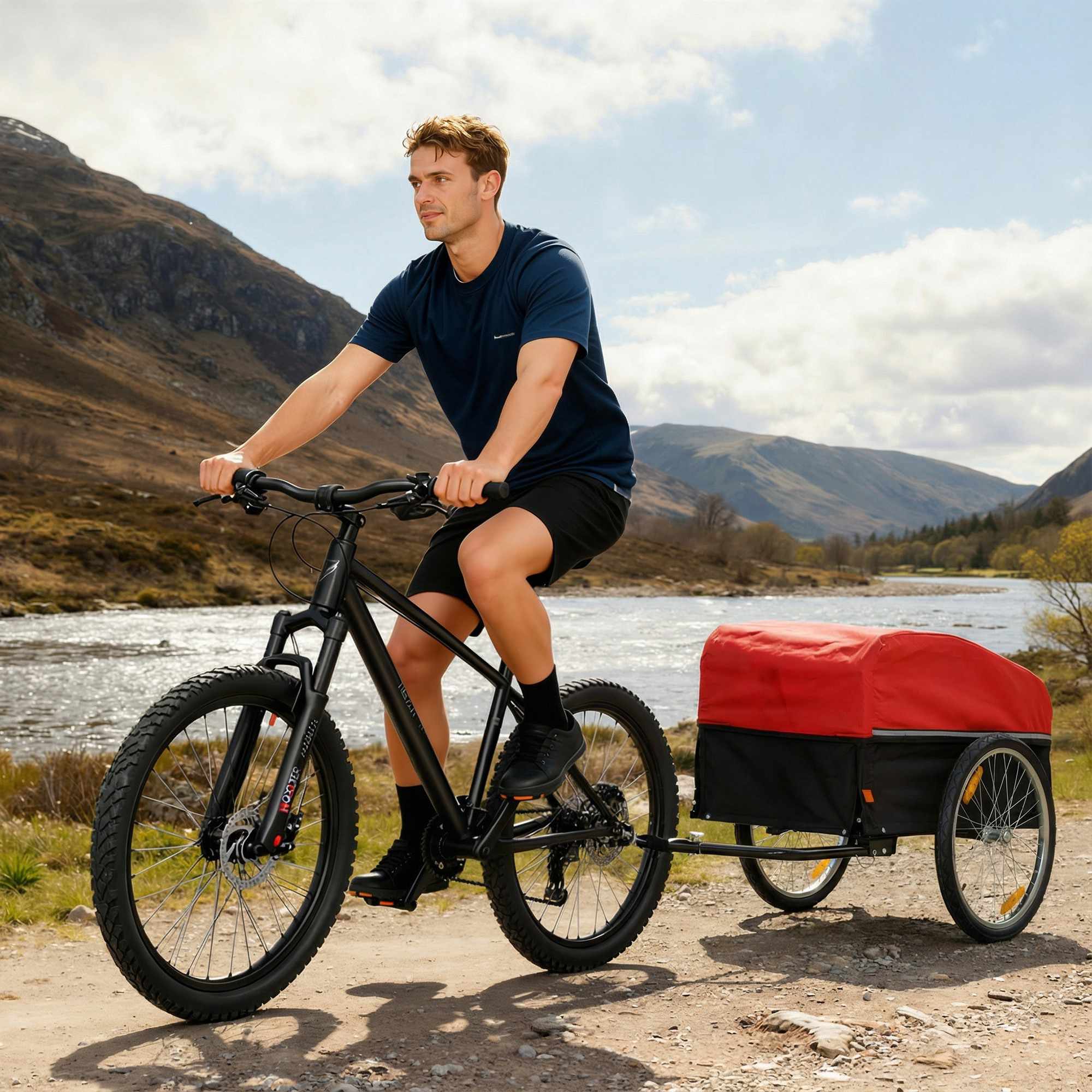 Cykelkärra med 170L lastlåda, passar 22"-28" hjul