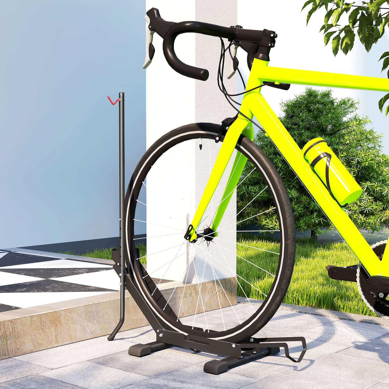 Cykelställ för cyklar cykelhållare i stål med 80 mm däckbredd 75 x 41 x 81H cm svart