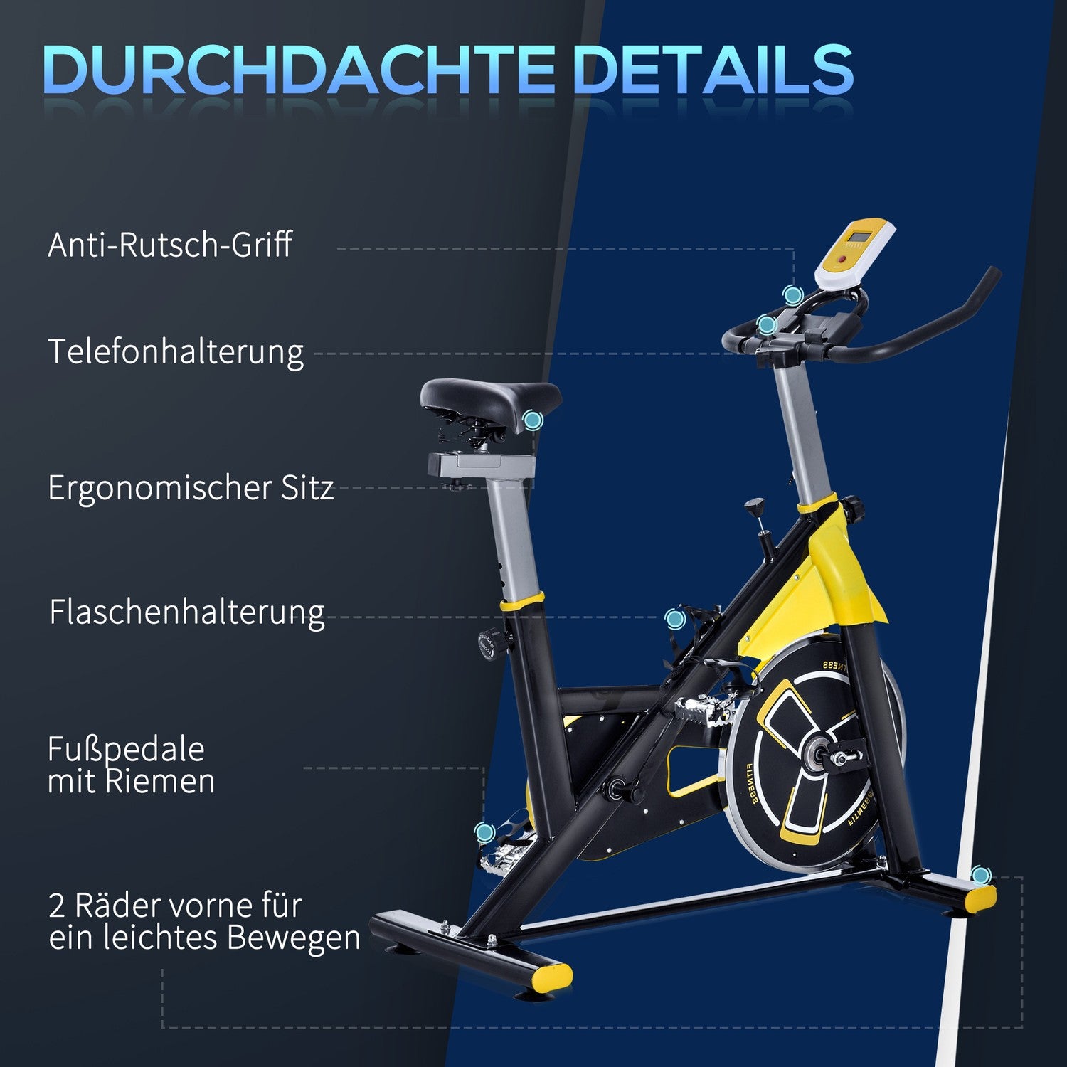Höjdjusterbar cykeltränare med LCD-skärm