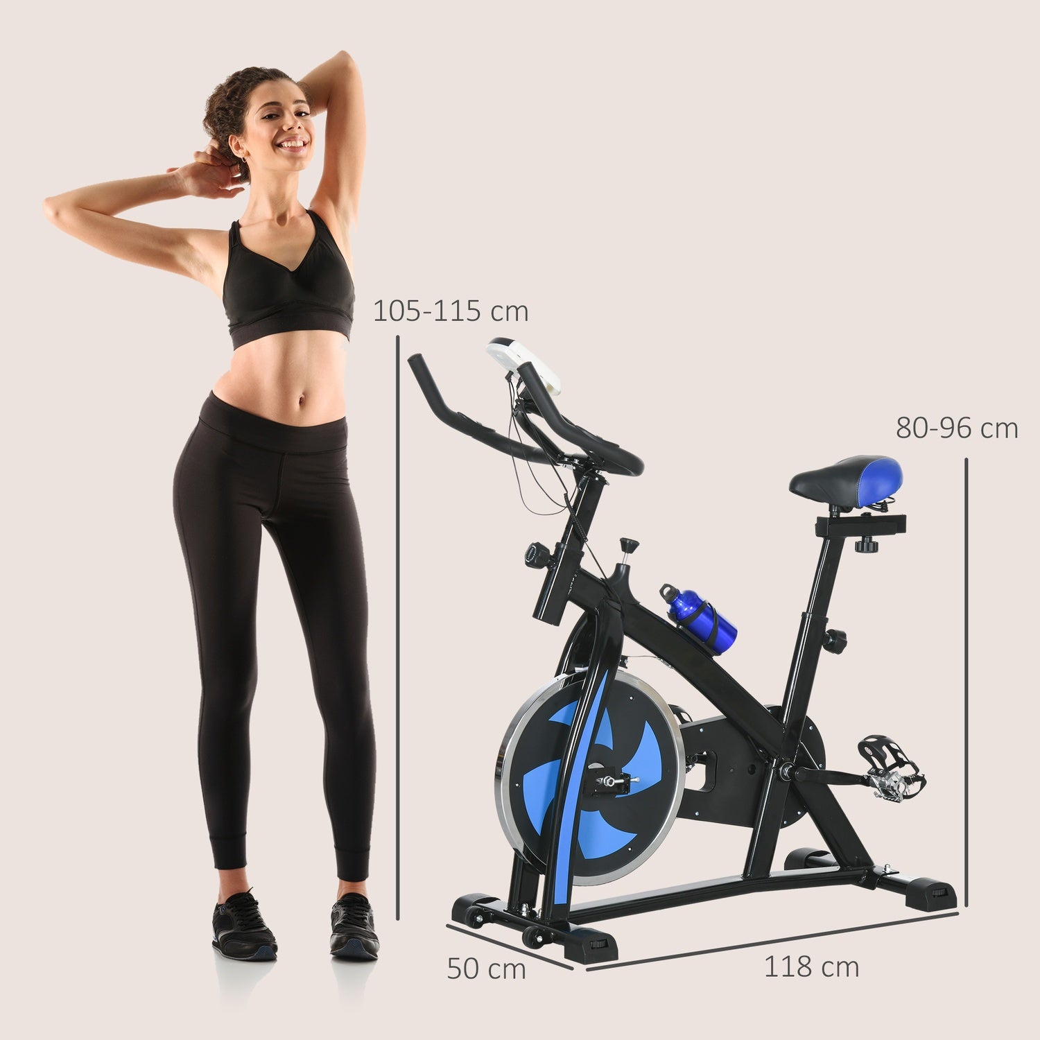 Motionscykeltränare med LCD-skärm och justerbar sits