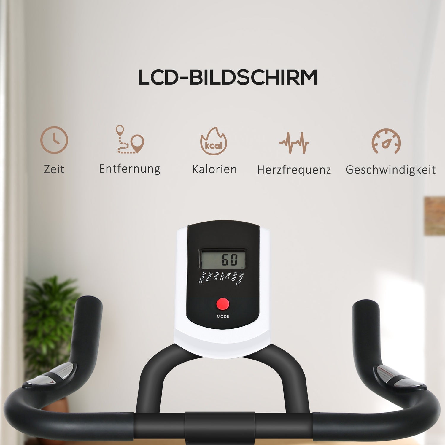 Motionscykeltränare med LCD-skärm och justerbar sits