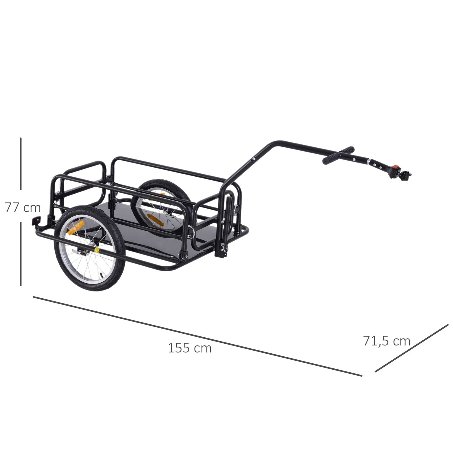 Cykellastvagn, 40 kg kapacitet, hopfällbar, svart