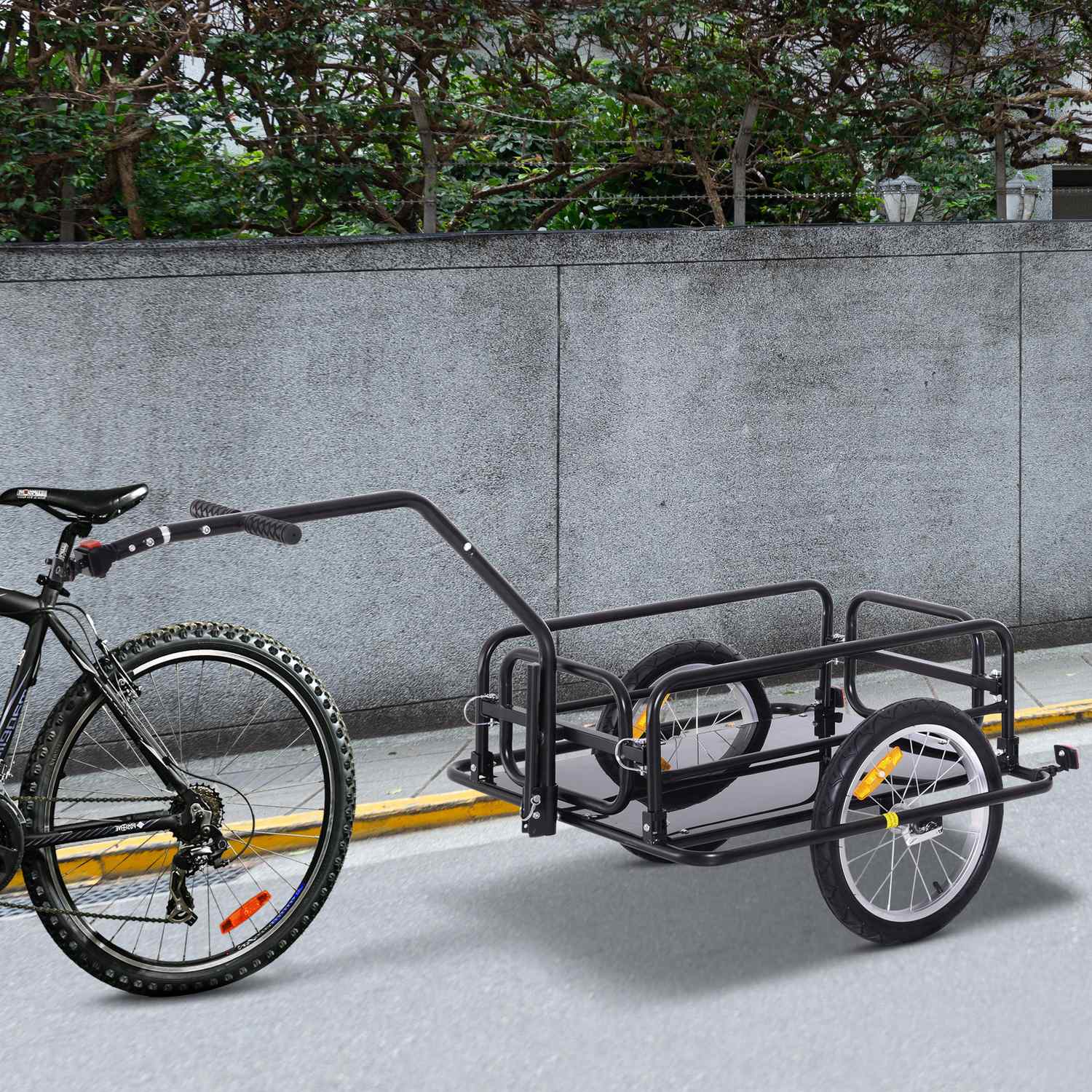 Cykellastvagn, 40 kg kapacitet, hopfällbar, svart