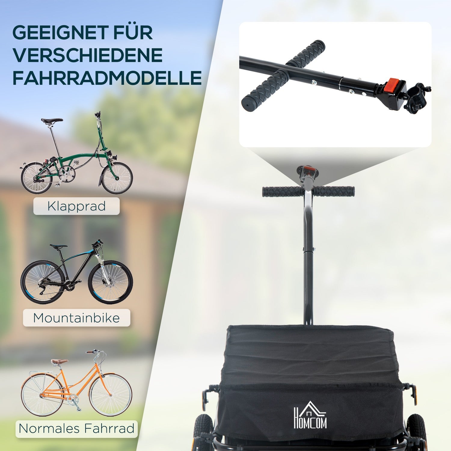 Cykellastvagn, 40 kg kapacitet, stål & Oxford-tyg
